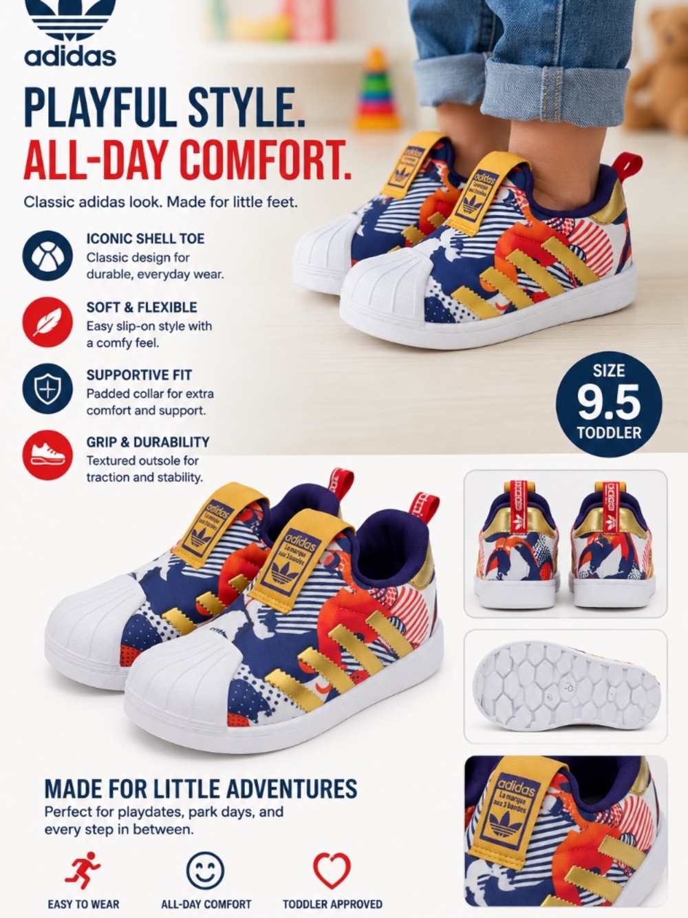 Toddler Boy Adidas Sneakers Size 9.5